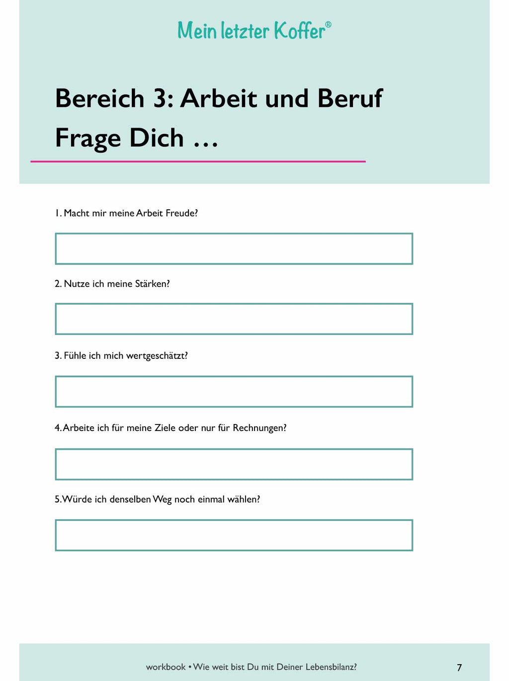 Workbook: Wie weit bist Du mit Deiner Lebensbilanz?