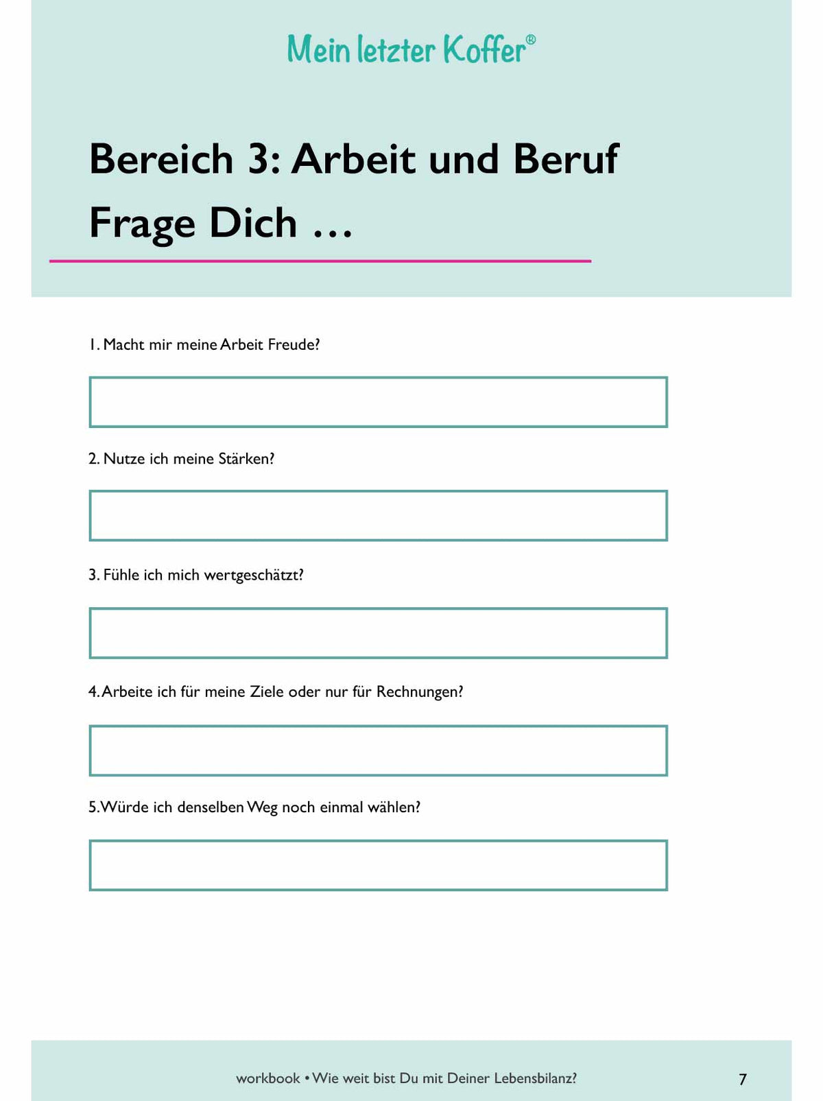 Workbook: Wie weit bist Du mit Deiner Lebensbilanz?