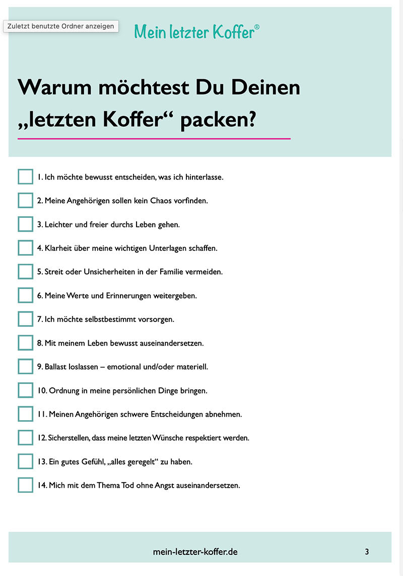 Checkliste: Vorsorge – das Warum und Deine Ziele (kostenlos)