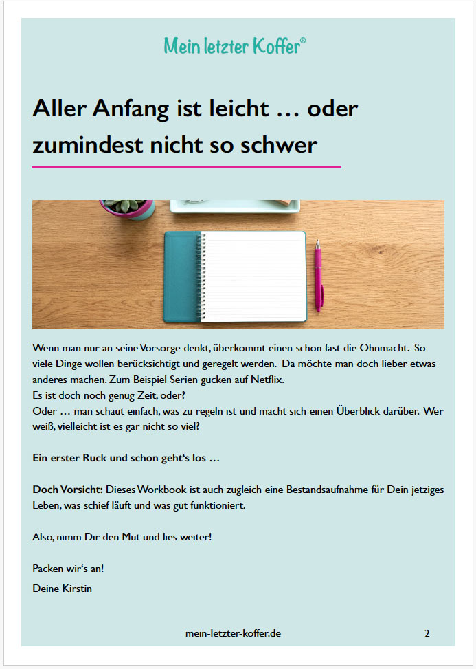 Workbook: Wie weit bist Du mit Deiner Vorsorge?